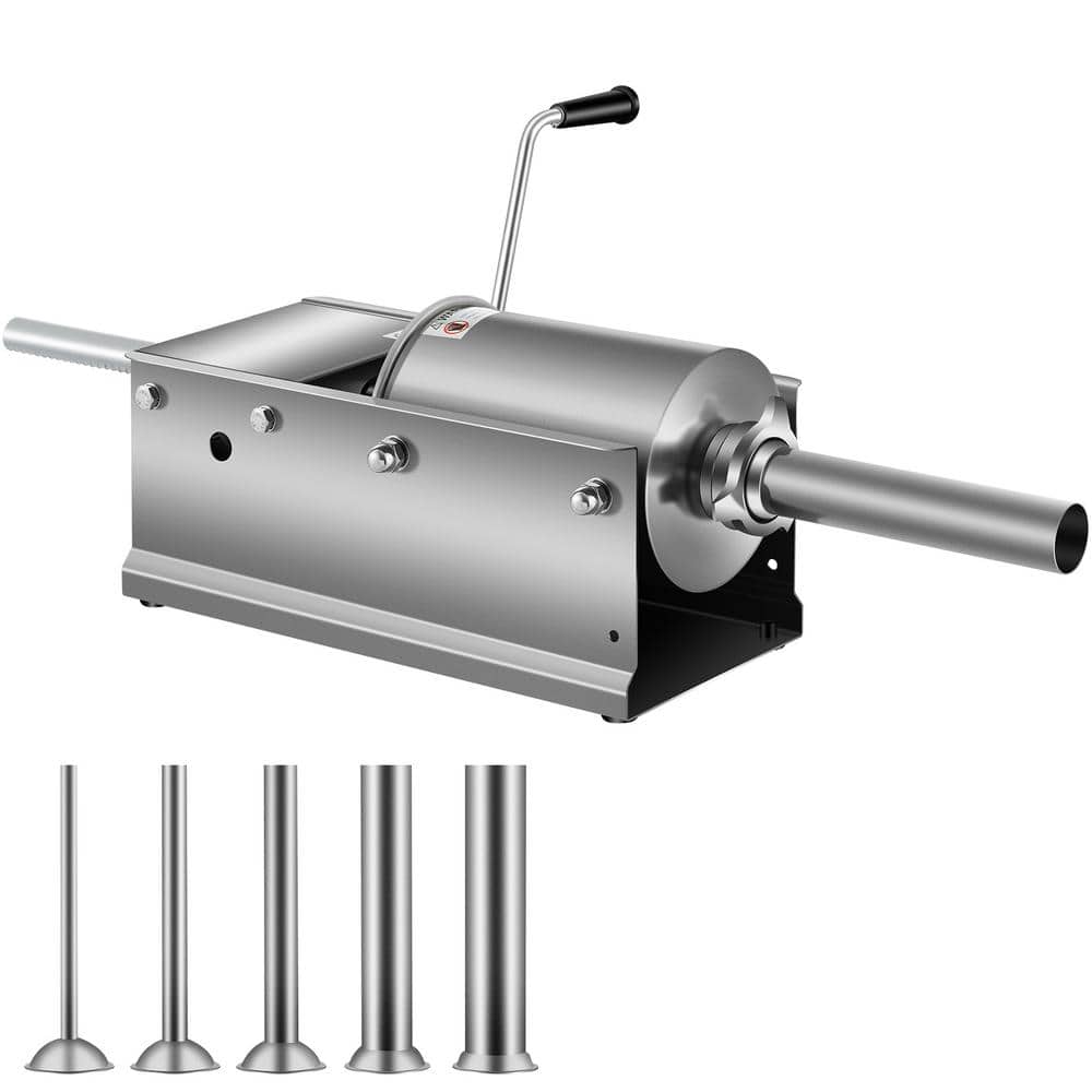 Manual Sausage Stuffer, 3 L / 7 lbs. Horizontal Sausage Machine, Dual-Speed Meat Stuffer