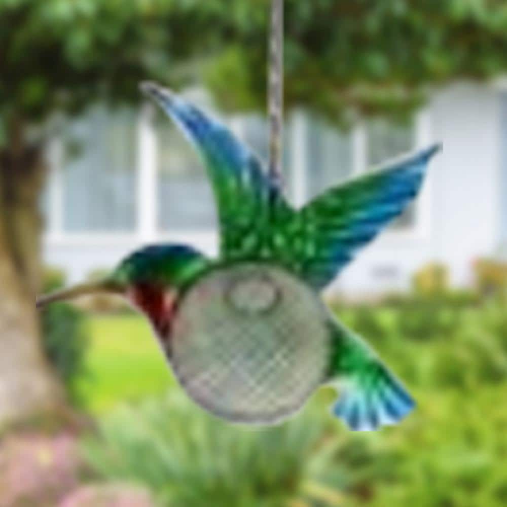 Colorful Metal Hanging Hummingbird Solar Bird Feeder