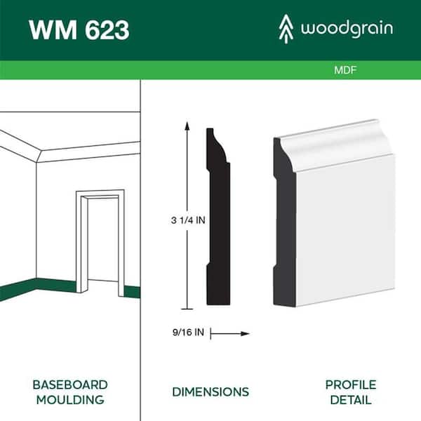 192 in - Medium Density Fiberboard (MDF) - Baseboard Moulding ...