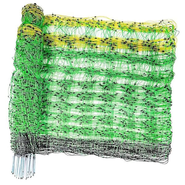 Electric Fence Netting 49.6 H x 164 ft. L Portable Livestock Mesh for Hogs Dogs Deer Goats Large Animals Fencing