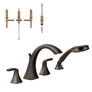 Voss 2-Handle High-Arc Deck Mount Roman Tub Faucet with Handshower in Oil Rubbed Bronze (Valve Included)