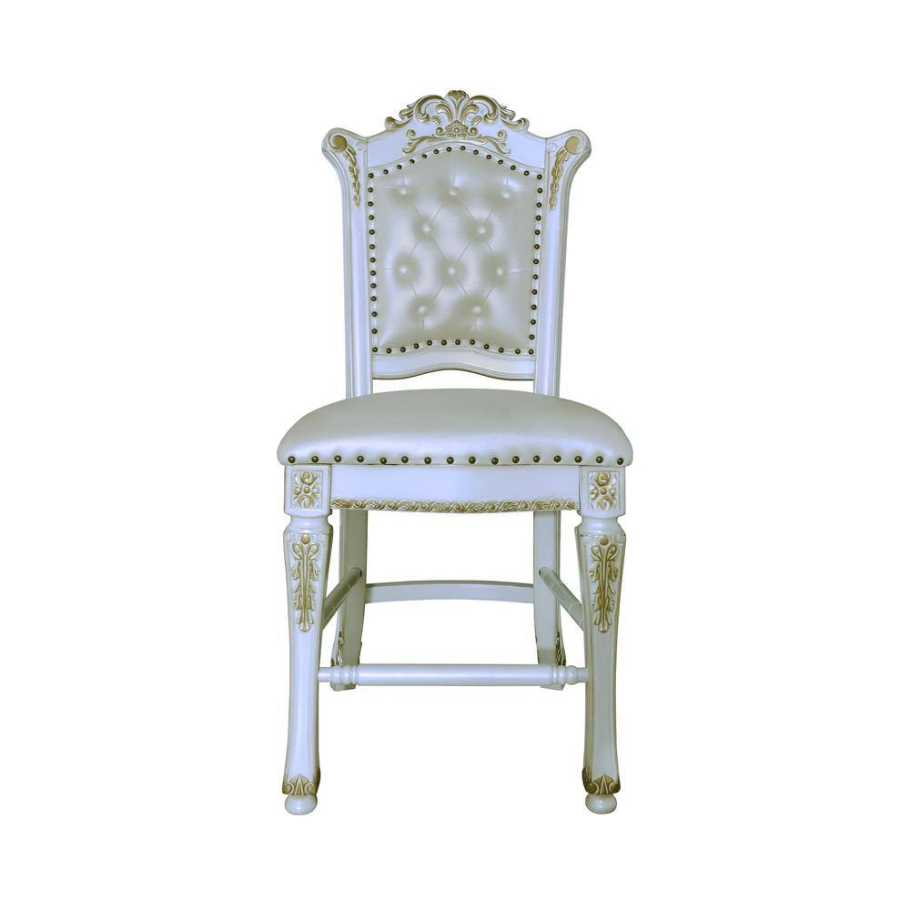 Vendome Antique Pearl Finish High Back Side Chair with Beige Upholstery
