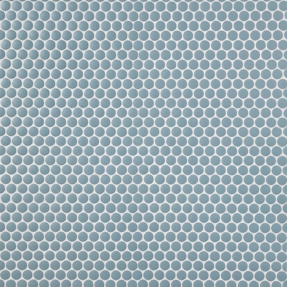 Caraco Aqua Matte 4 in. x 4 in. Matte Porcelain Penny Round Mosaic Floor and Wall Tile Sample price history on PriceWatchPro