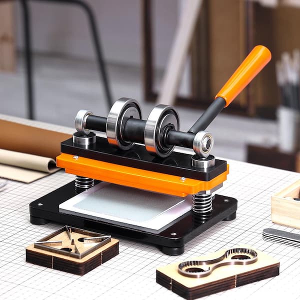 Leather Cutting Machine, 7.1 x 3.9 in. Embossing Plate Manual Die Cutter, 0.47 in Pressure Stroke Dual Guide Shafts Die