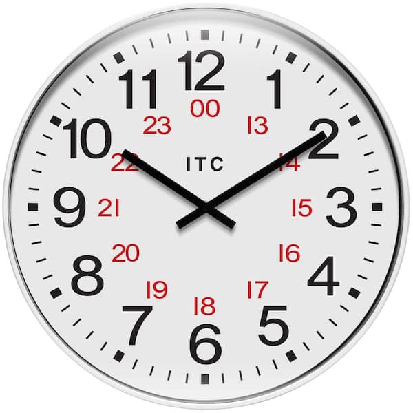 Profuse 24-Hour ITC Business Wall Clock, White, 19"