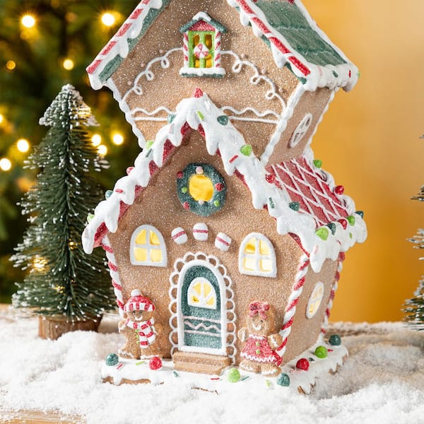 Glitzhome 18.5 in. H Lighted Resin Christmas Gingerbread House