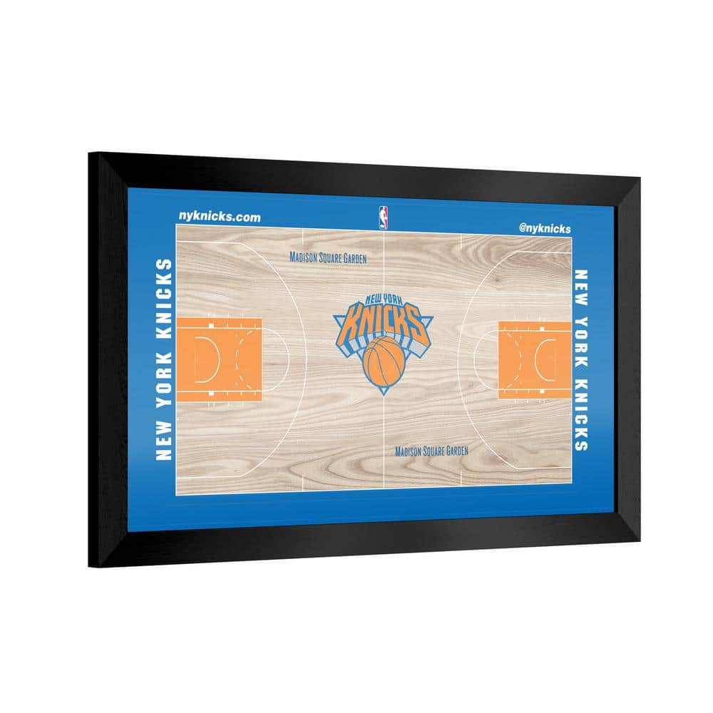 New York Knicks Logo 26 in. W x 15 in. H Wood Black Framed NBA10NYK-HD ...