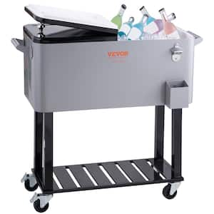 Rolling Ice Chest Cooler Cart 80 qt. Portable Bar Drink Cooler, Beverage Bar Stand Up Cooler