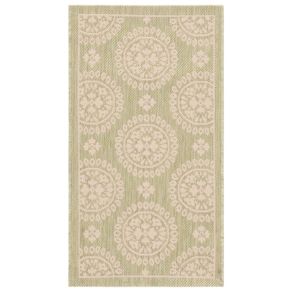Courtyard Sweet Pea 2 ft. x 4 ft. Floral Geometric Indoor/Outdoor Area Rug