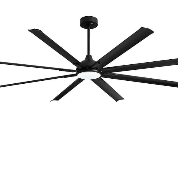 84 in. Indoor Black Downrod Mount Ceiling Fan with Integrated LED with Remote Control Included