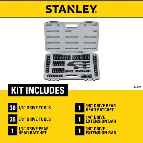 1/4 & 3/8 in. Drive Black Chrome SAE 69-Piece Mechanic Tool Set