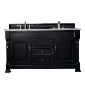 Brookfield 60 in. W x 23.5 in. D x 34.3 in. H Double Bath Vanity Cabinet in Antique Black with top in Eternal Serena