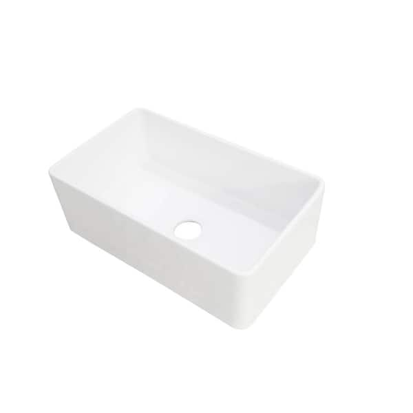 Horow White Fireclay 33 In Single Bowl Kitchen Sink Farmhouse Apron