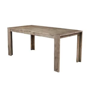 Seashore Sandblasted Antique Natural Wood 35.5 in. 4 Legs Dining Table Seats 6