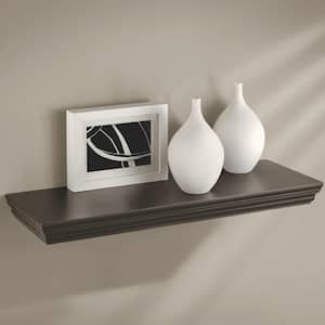 PROFILE 35.4 in. W x 7.9 in. D x 1.8 in. Espresso MDF Floating Decorative Wall Shelf Without Brackets