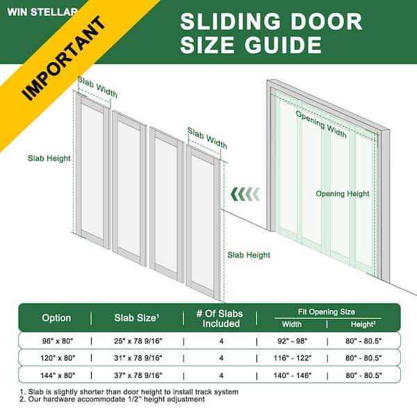 120 in. x 80 in. 5 Lites Frosted Glass White MDF Closet Sliding Door with Hardware Kit