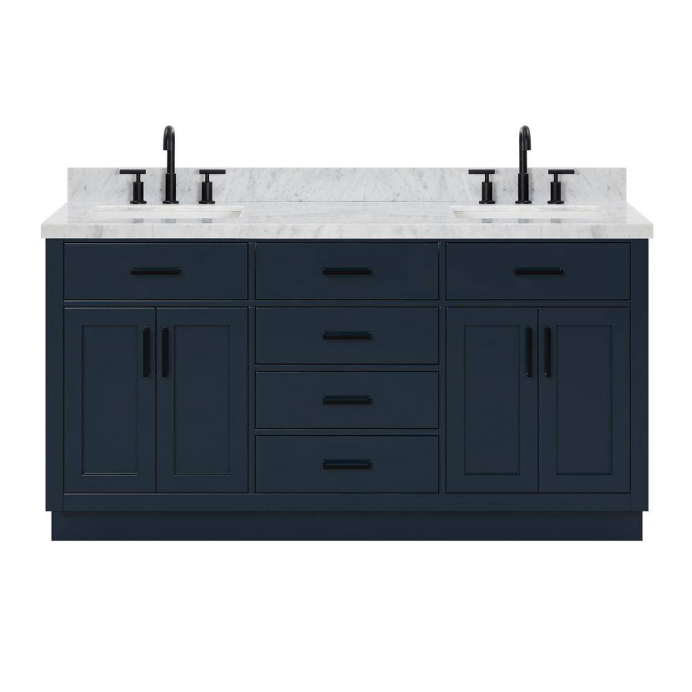 Midnight Blue Double Freestanding Vanity with Marble Top