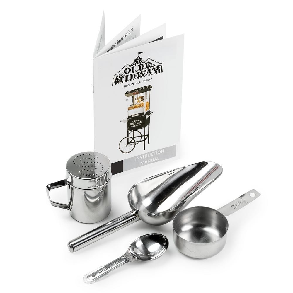 Vintage Black Popcorn Machine with Cart and 10-Ounce Kettle
