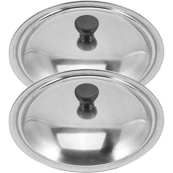 Stainless Steel Pot Lid 2pcs Universal Metal Round Pan Cover Replacement with Handle for Kitchen Cooking Use