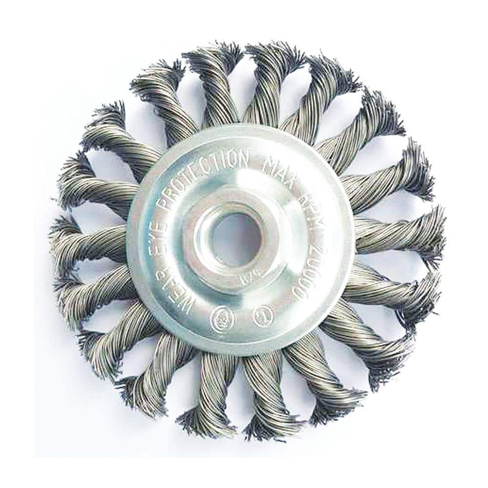 4 Inch Diameter and 0.019 Inch Carbon Steel Wire for Heavy-Duty Use of Various Metals Knotted Twist Wire Wheel for Angle Grinder with 5/8 Inch Arbor TILAX Wire Wheel Brush 