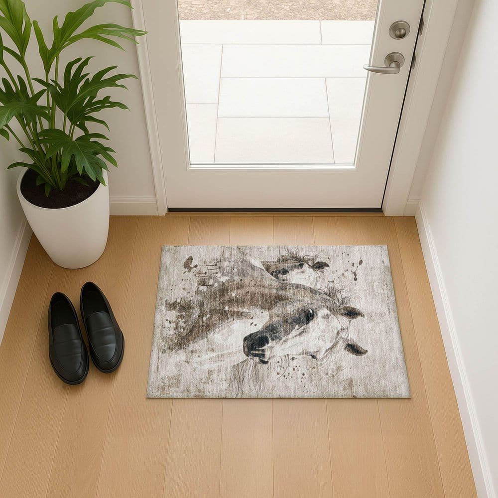 Mayfield Premium Machine Washable Abstract AMF1719 Ivory 2 ft. x 3 ft. Area Rug price history on PriceWatchPro