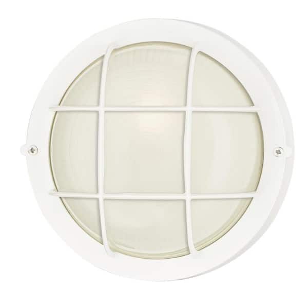 Westinghouse 1-Light White Steel Exterior Wall Fixture with White Glass Lens
