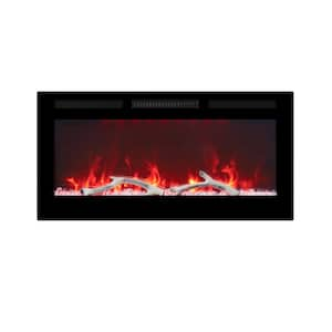 36 in. 1500W Wall Mounted Installation Electric Fireplace in Black with Multicolor Flame