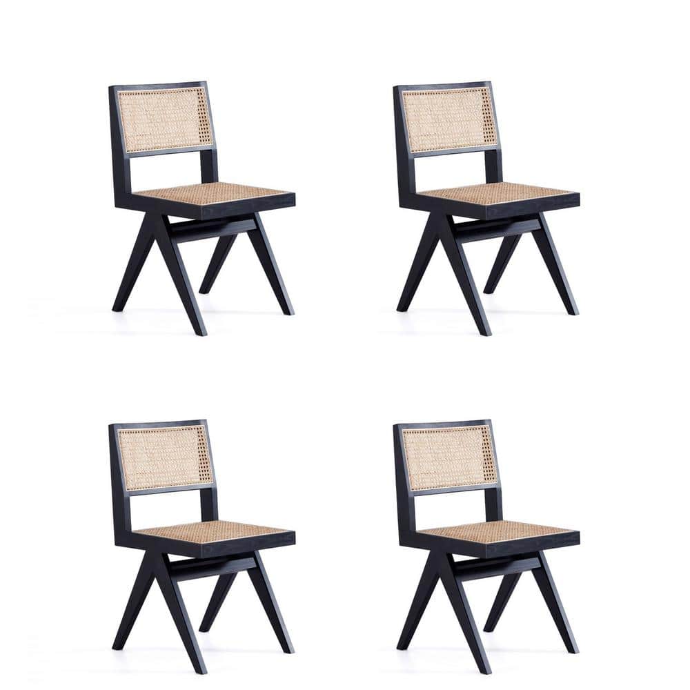 Hamlet Black and Natural Cane Wood Side Chair - Set of 4