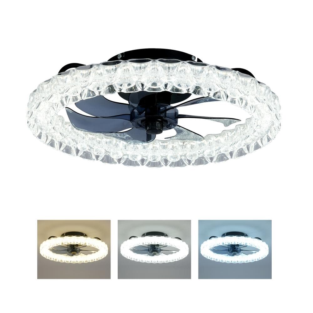 19.7 in. Outdoor/Indoor Quiet DC Motor Flush Mount Ceiling Fan LED Light with Remote Control 3000-6500K Dimmable, Black price history on PriceWatchPro