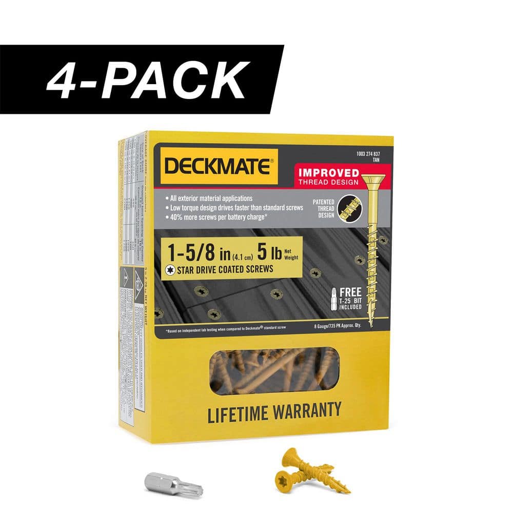 4-Pack #8 x 1-5/8 in. Tan Star Drive Flat-Head Wood Deck Screw (20 lb / 2,940-Piece) price history on PriceWatchPro