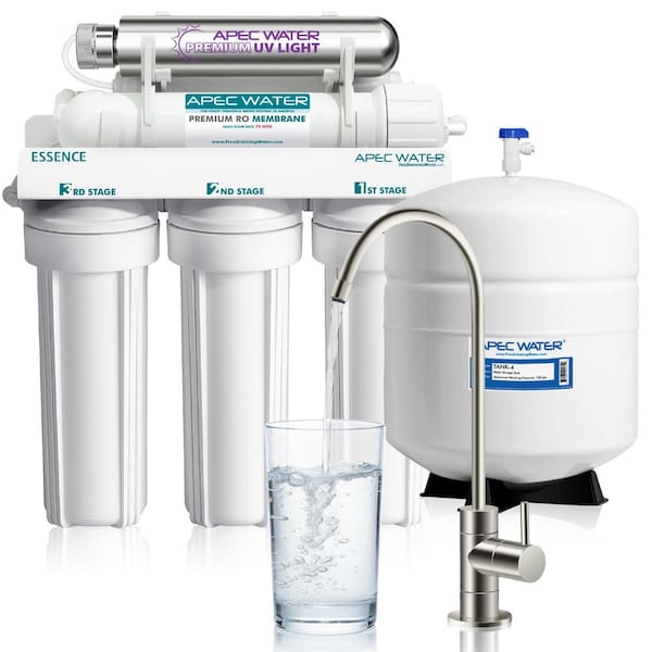 APEC Water Systems Essence Series UV Sterilizer 75 GPD 6-Stage Under-Sink Reverse Osmosis Drinking Water Filter System (Stainless Steel)