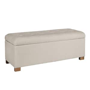 46 in. Gray Backless Bedroom Bench With Button Tufted Hinged Lid Storage