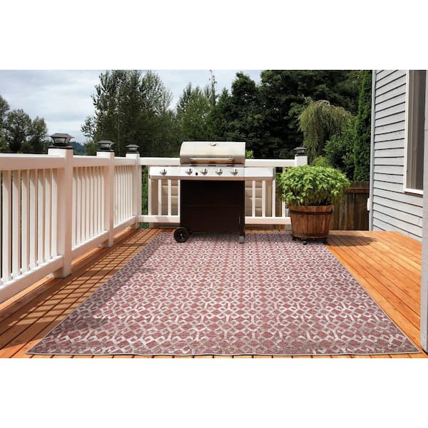 Mohawk Home Sorrento Rust 5 ft. 3 in. x 7 ft. 6 in. Geometric Indoor/Outdoor  Area Rug 790813 - The Home Depot