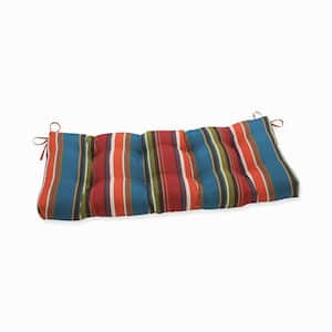 Striped Rectangular Outdoor Bench Cushion in Red