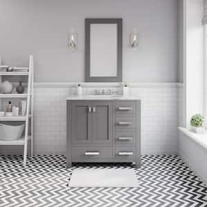 Madison 36 in. W x 34 in. H Bath Vanity in Gray with Marble Vanity Top in Carrara White with White Basin