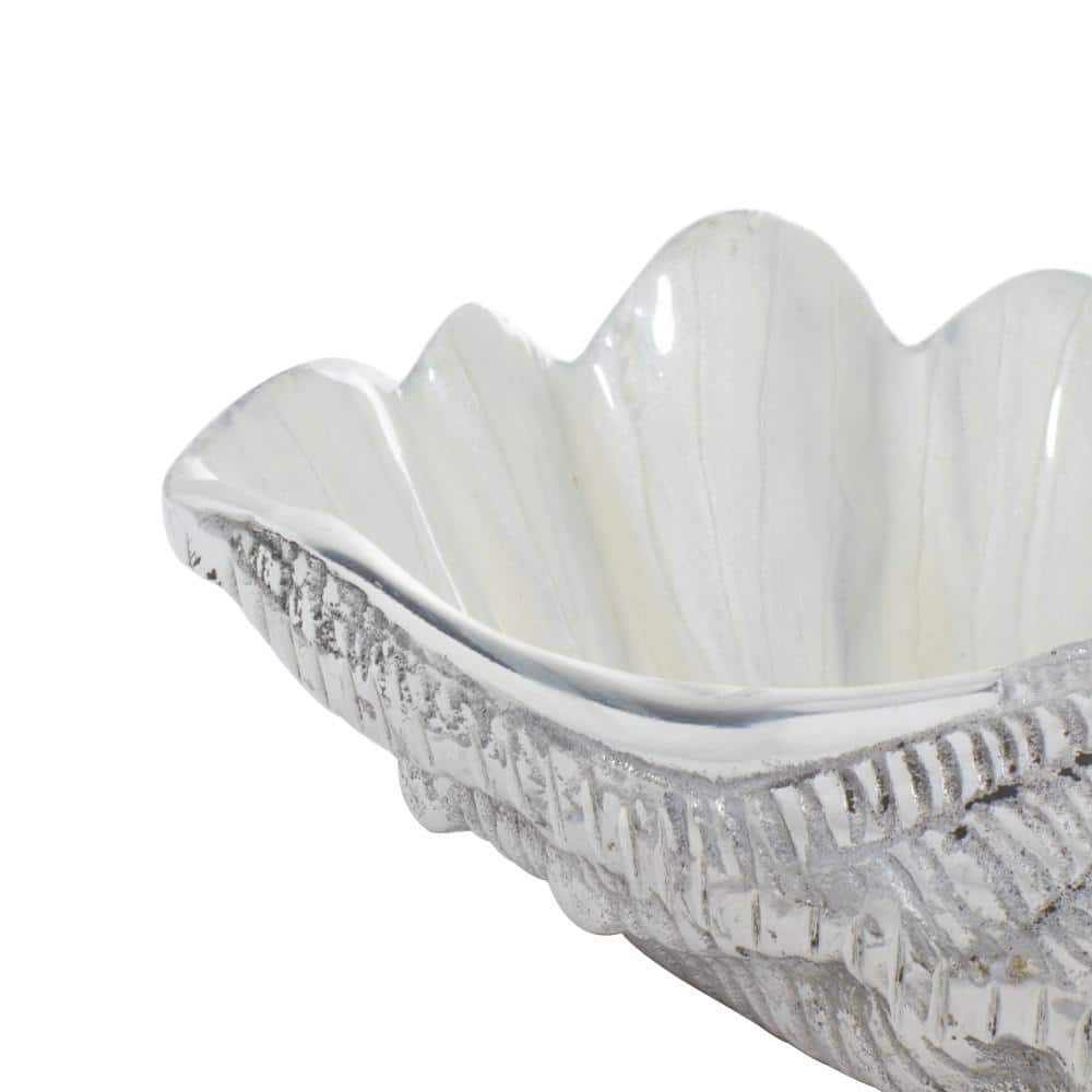 White Aluminum Shell Shaped Serving Bowl with Enamel Finish