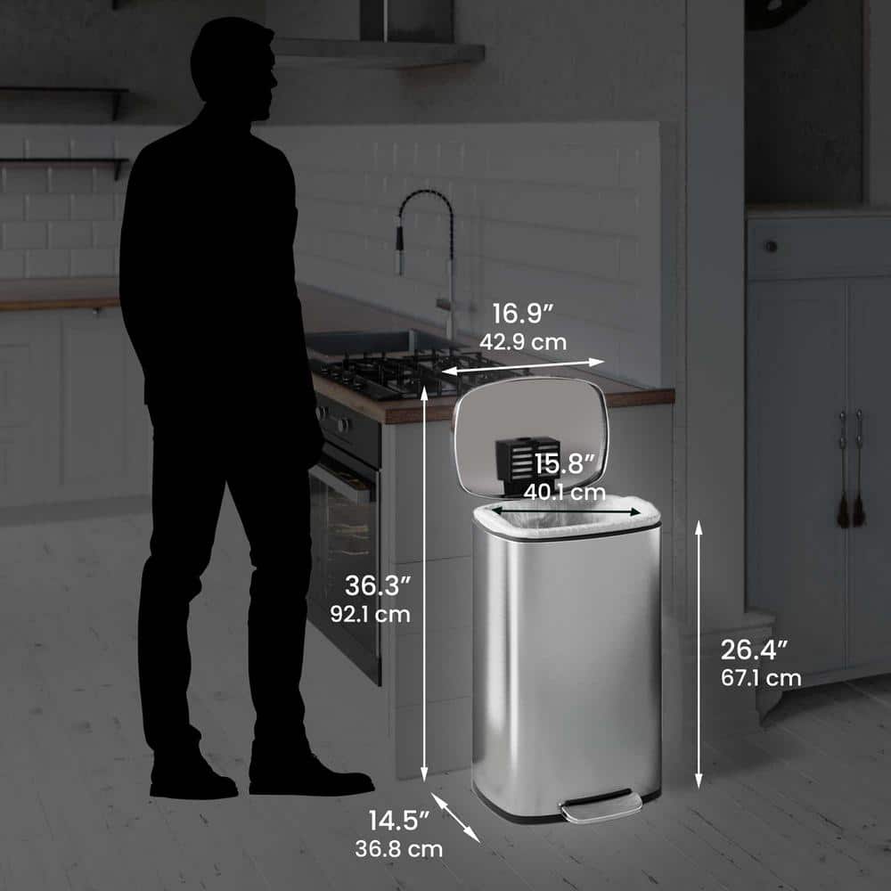 Stainless Steel Fingerprint Resistant Step Trash Can Combo Set
