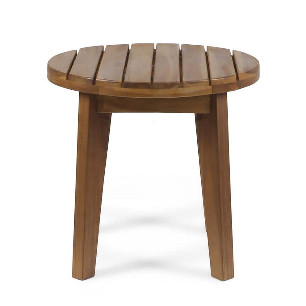 Outdoor 16 Acacia Wood Side Table, Rustic Style, for Patio, Garden, Back