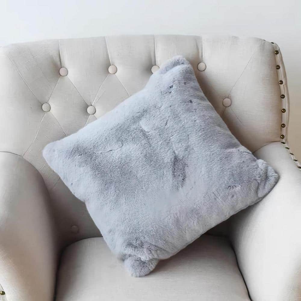 Agnes Luxury Chinchilla Gray Velvet Touch Throw Pillow 100% Polyester Fill,