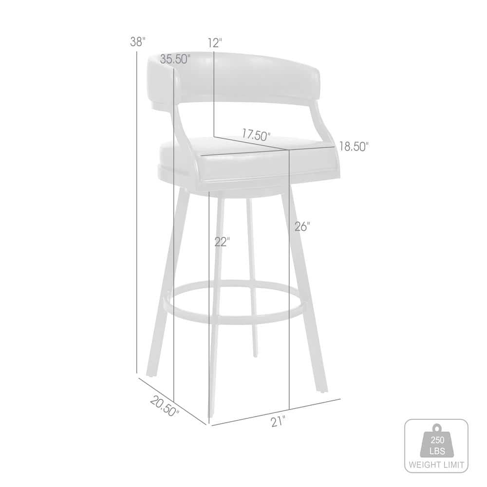 Dione 20" Gray Faux Leather Swivel Metal Bar Stool