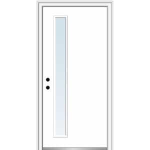Viola 30 in. x 80 in. Right-Hand Inswing 1-Lite Clear Low-E Primed Fiberglass Prehung Front Door on 4-9/16 in. Frame
