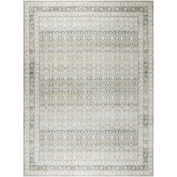 Our PNW Home Rainier Green Traditional 9 ft. x 12 ft. Indoor Machine-Washable Area Rug