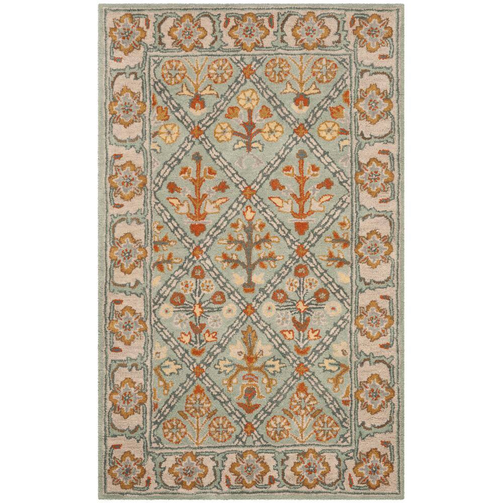 Heritage Blue and Cream Hand-Tufted Wool Area Rug