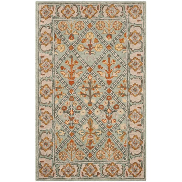 SAFAVIEH Heritage Cream/Blue Doormat 3 ft. x 5 ft. Border Area Rug