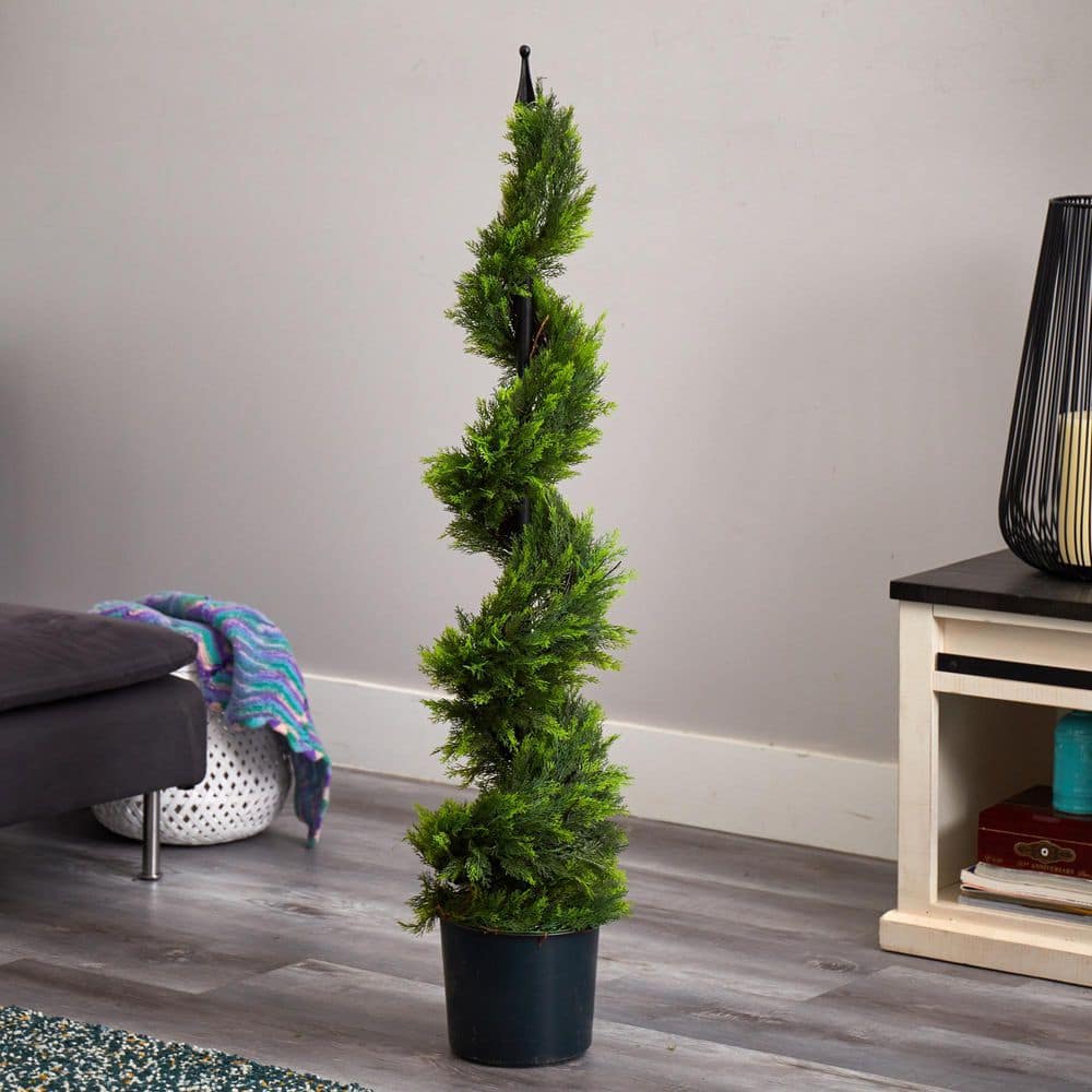 Nearly Natural 4' Green Cypress Spiral Silk Tree