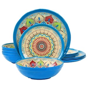 LEXI HOME 10 in. Colorful Plastic Reusable Dinner Plates (Set of 4) MW1910  - The Home Depot