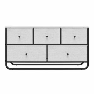 Kelsea Faux White Marble 5 Fabric Drawer Storage Organizer