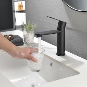 Single-Handle Single Hole Bathroom Faucet in Rust Resist Matte Black