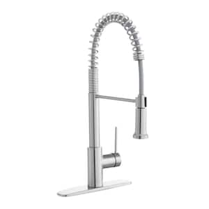 Lemist Single-Handle Coil Springneck Pull-Down Sprayer Kitchen Faucet in Stainless Steel