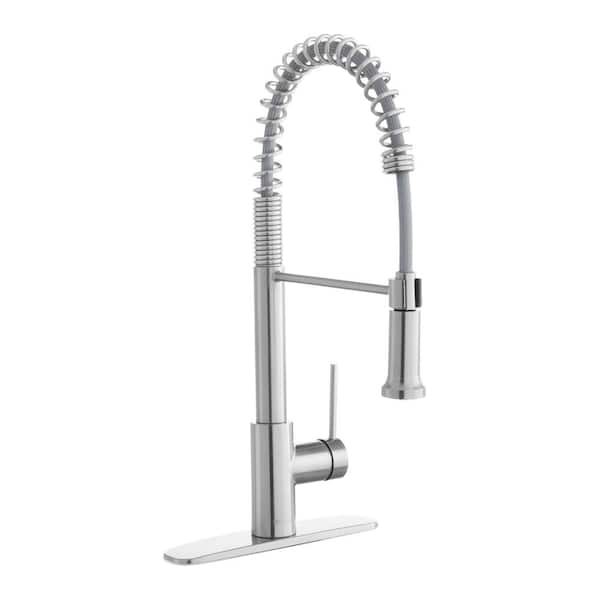 Glacier Bay Lemist Single-Handle Coil Springneck Pull-Down Sprayer Kitchen Faucet in Stainless Steel